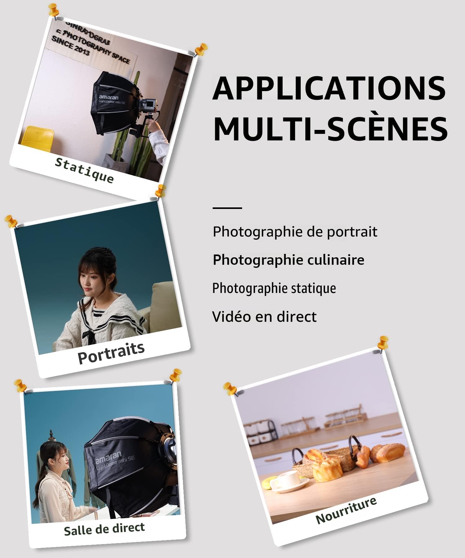 Amaran 60x S - Éclairage Continue LED pour Photographe, Studio - Monolampe Source Ponctuelle, 65W Bi-Couleur 2,700-6,500K Lumière Vidéo, Supporte Contrôle APP Bluetooth 5.0, Monture Bowens, Batterie
