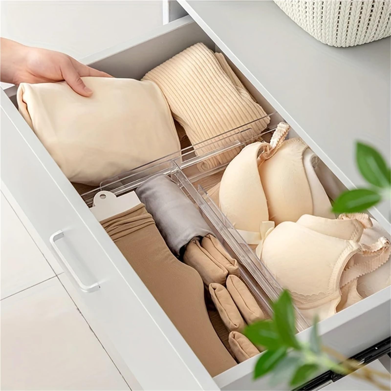 Separadores de cajones transparentes, organizador ajustable for ropa, cocina, cosméticos oficina, bueno for almacenamiento ordenado, 4/5/6 Uds(4pcs)