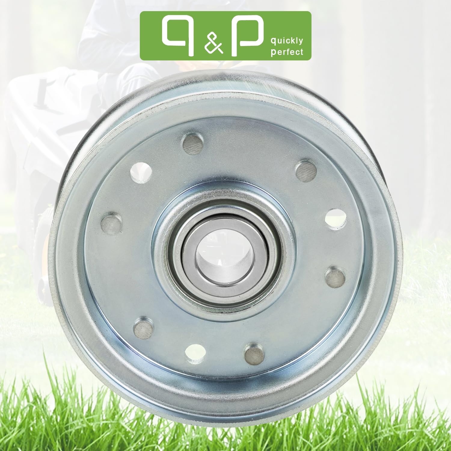 q&p 164090 Flat Idler Pulley Replacement for King Kutter RFM48 RFM60 RFM72 RFM84 Finish Mower, 4” OD 5/8” Bore Flat Belt Idler