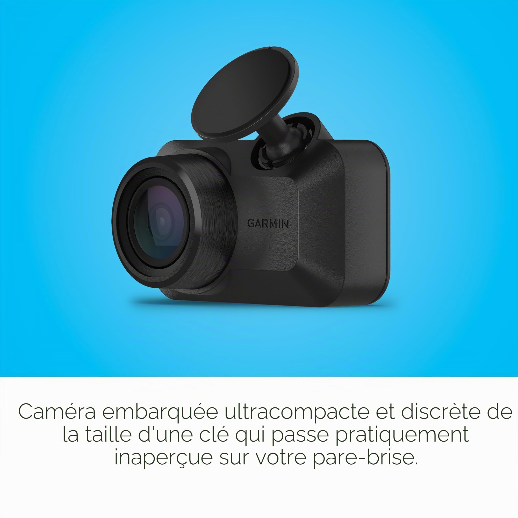 Garmin Dash Cam™ Mini 3, caméra embarquée HD 1080p Ultra-compacte avec Un Champ de Vision de 140 degrés, polarisateur Clarity™ intégré, Commande vocale, Enregistrement Automatique