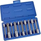 10054A XZN Triple Square Spline Bit Socket Set | Extra Long 4” | 4mm to 18mm | 10-Piece Set | S2 and Cr-V Steel