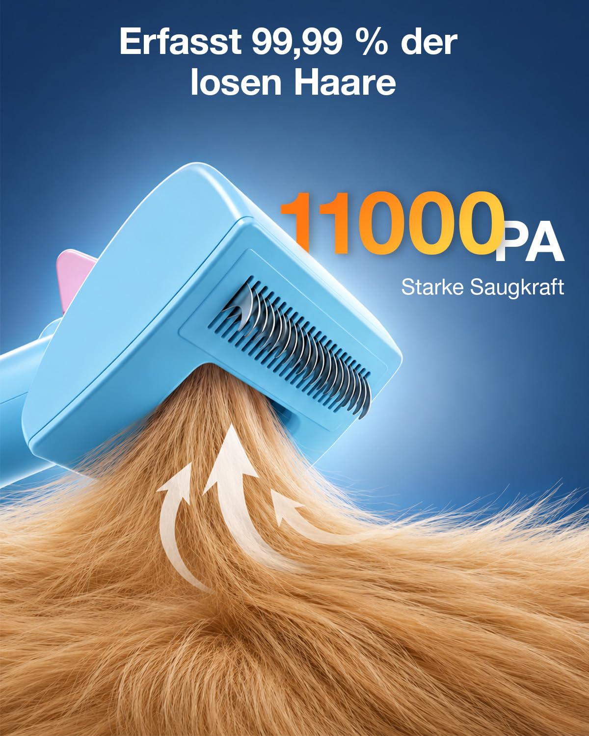 PETGUGU Hundeschermaschine mit Staubsauger, 7-in-1 Tierpflegeset für Hunde und Katzen, leiser Hundestaubsauger mit 11000 Pa, 2,5L Behälter und 3 Saugstufen, Tierhaarschneidemaschine M1 Pro, Blau