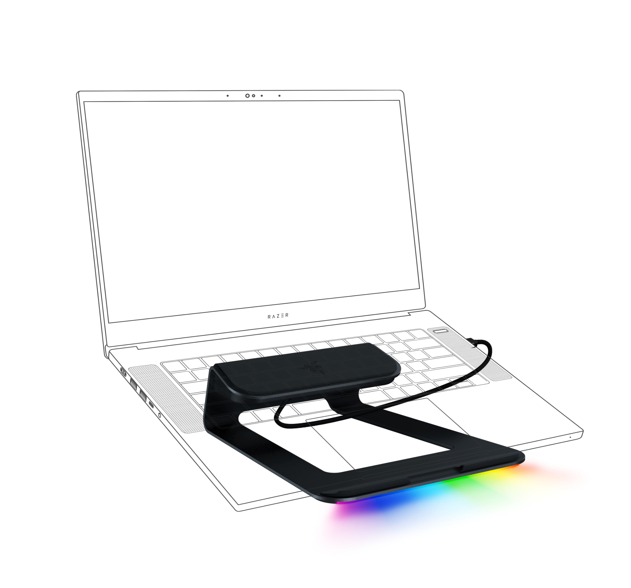 Razer Laptop Stand Chroma V2 - Soporte para Ordenador portátil con iluminación RGB Chroma (Hub USB 3.0 con 3 Puertos, ángulo de inclinación de 18 Grados, Aluminio y diseño ergonómico)