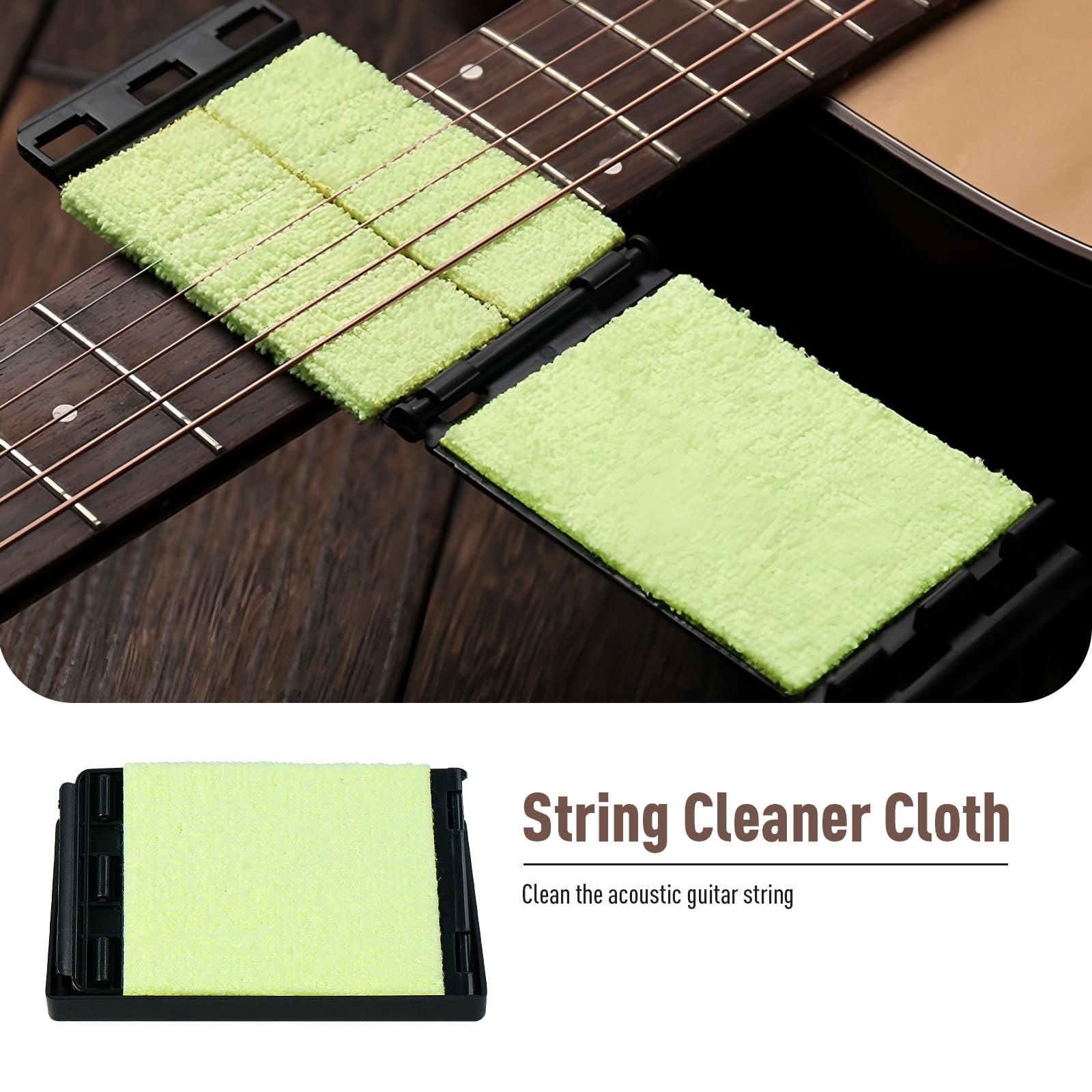 Zestaw do czyszczenia gitary akustycznej: Orange Polish Oil, Fingerboard Lemon Oil, String Cleaner, Guitar String Winder, String Brush, Cleaning Cloth&String Cleaner Cloth