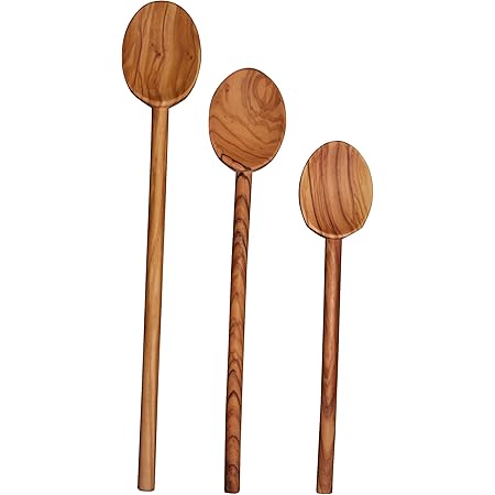 Scanwood Olive Wood Cooking Spoon Set 10" 12" 14"