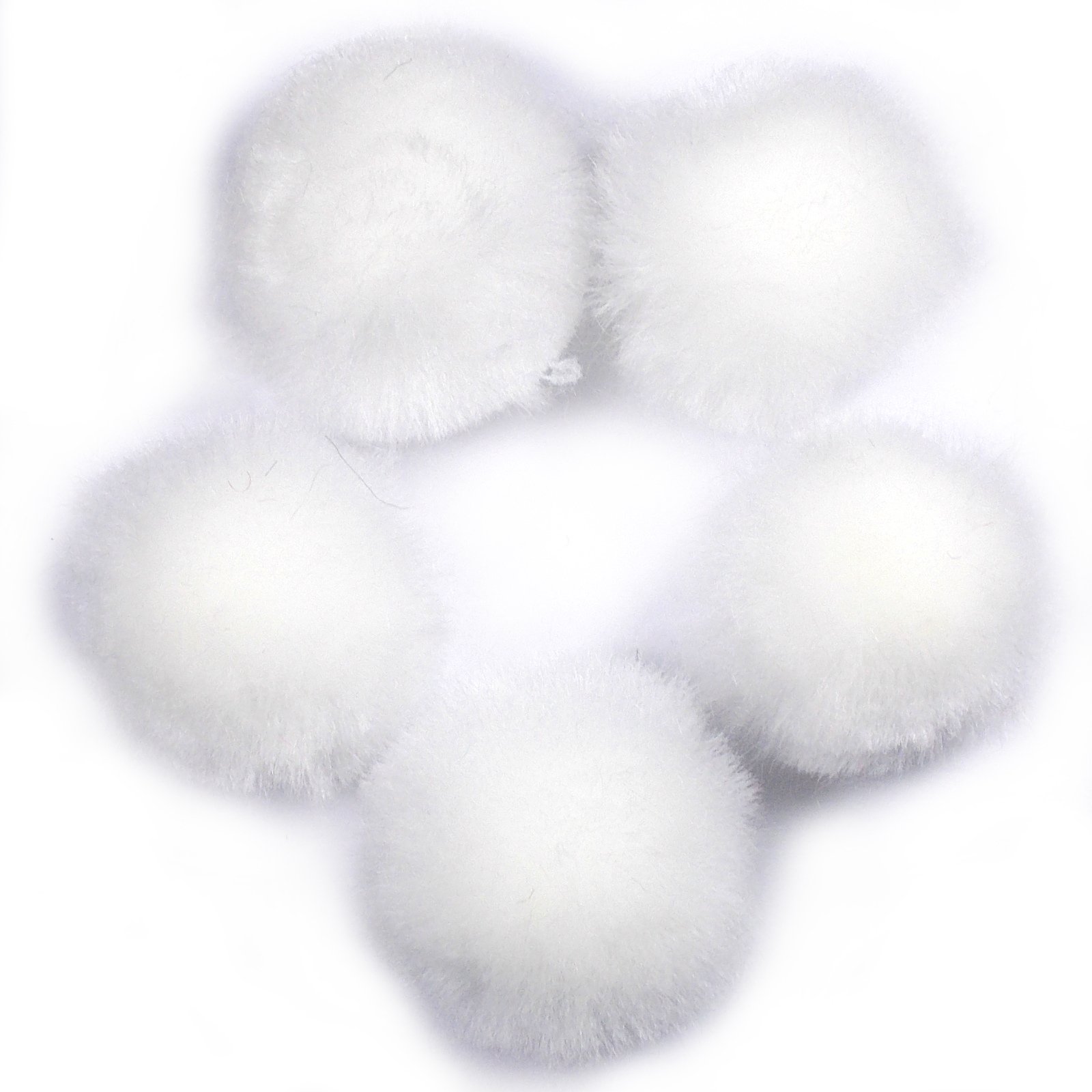 Push The Button White Pom Poms For Crafts 2.5Cm Wide Pack Of 5 (White)