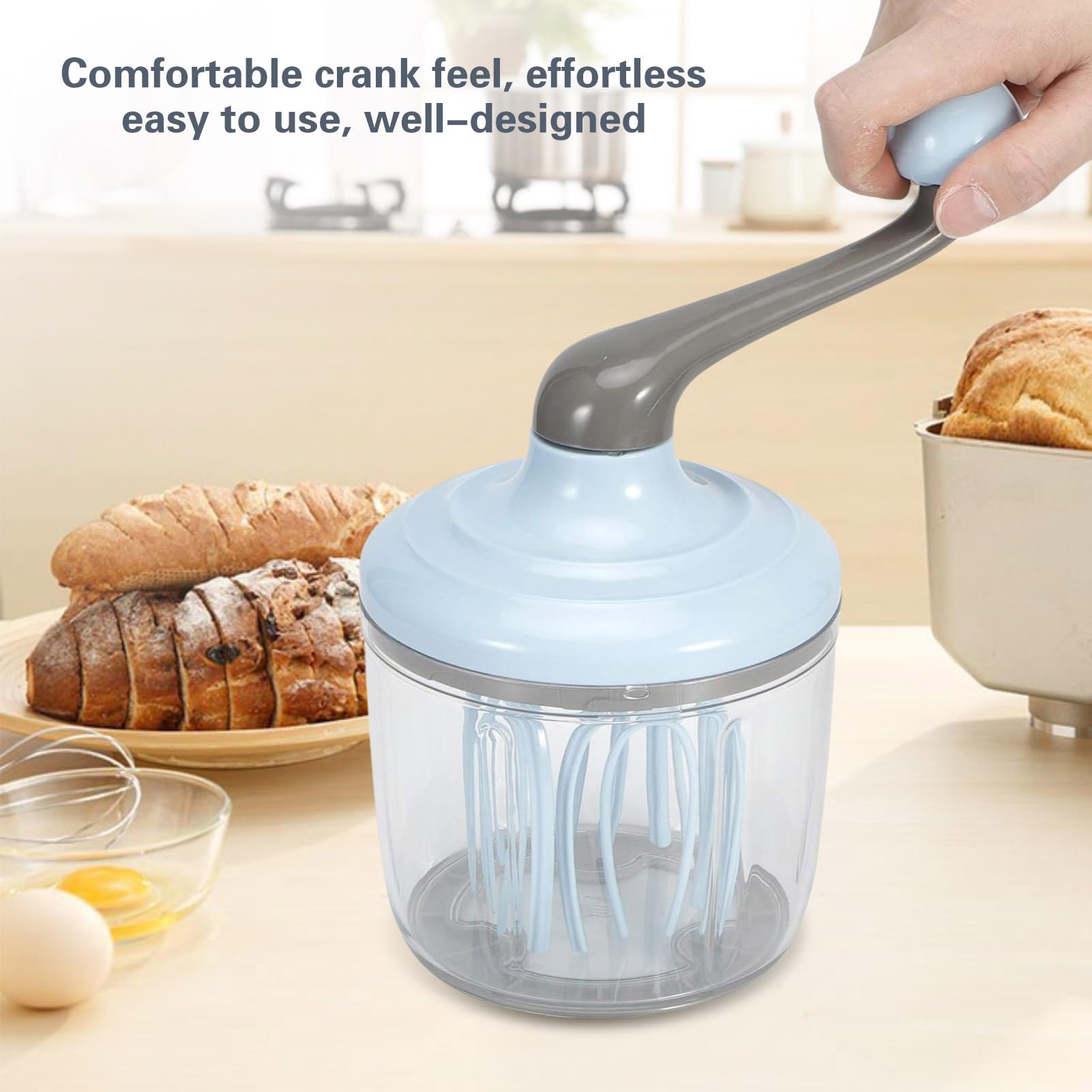 Butter Churn, Egg Beater Whisks Hand Mixers Egg Whisk Separators Hand Cranked Cream Mixer Hand Crank Push Whisk Blender for Home
