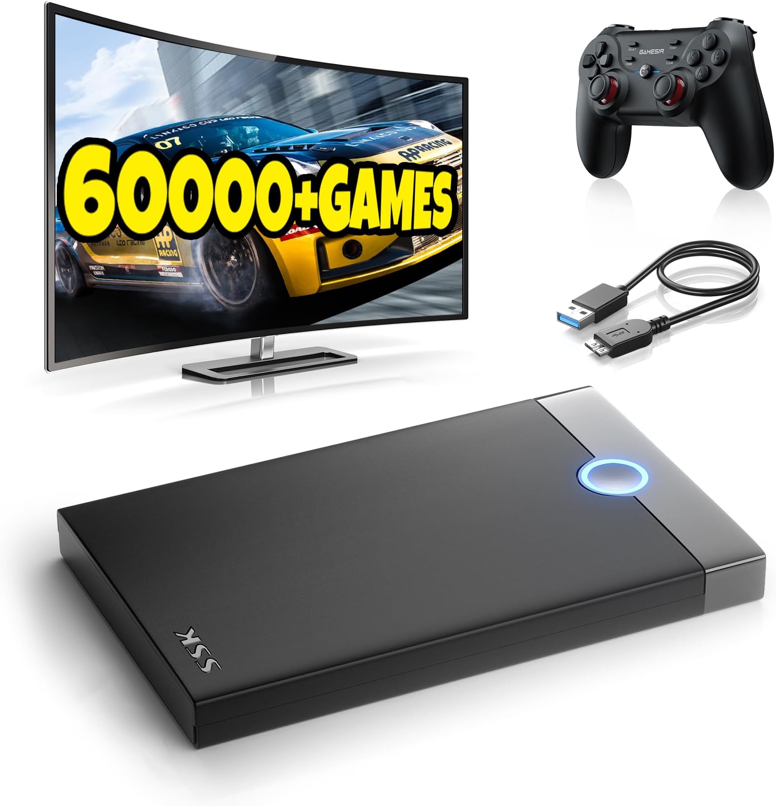 Retro Game Console Retroplay HDD - Plug & Play Emulator Console Built in 60000+ Video Games,Compatible 70+ Emulators,External Gaming Hard Drive