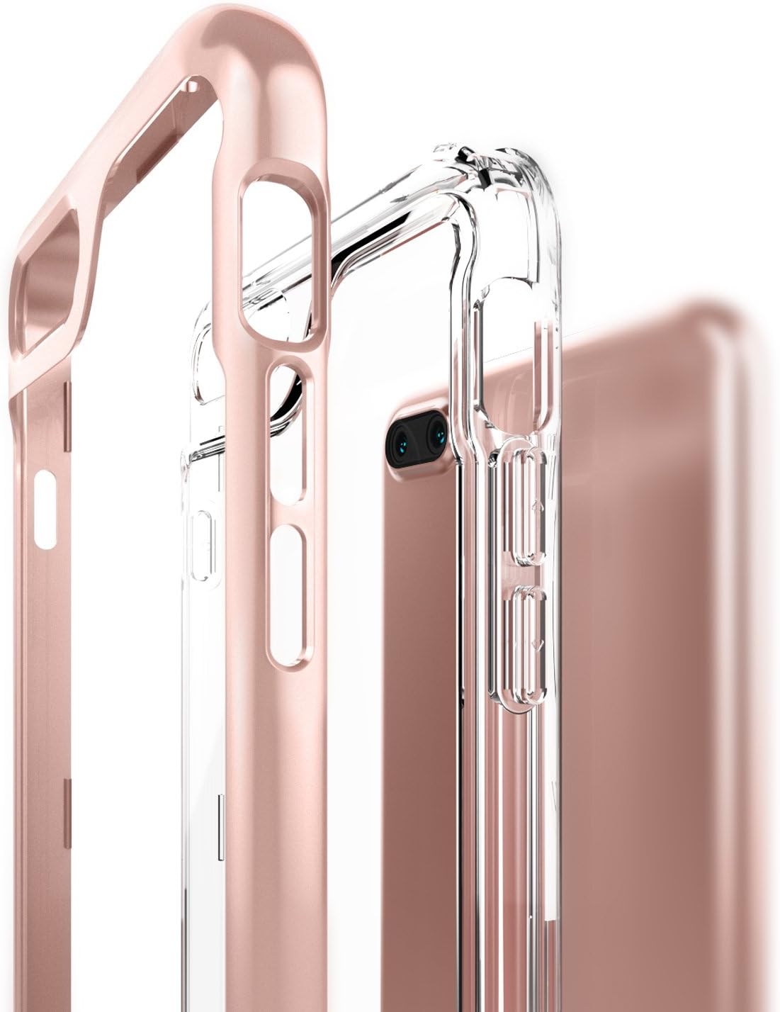 Caseology Skyfall for Apple iPhone 8 Plus Case (2017) / for iPhone 7 Plus Case (2016) - Clear Back & Slim Fit - Rose Gold