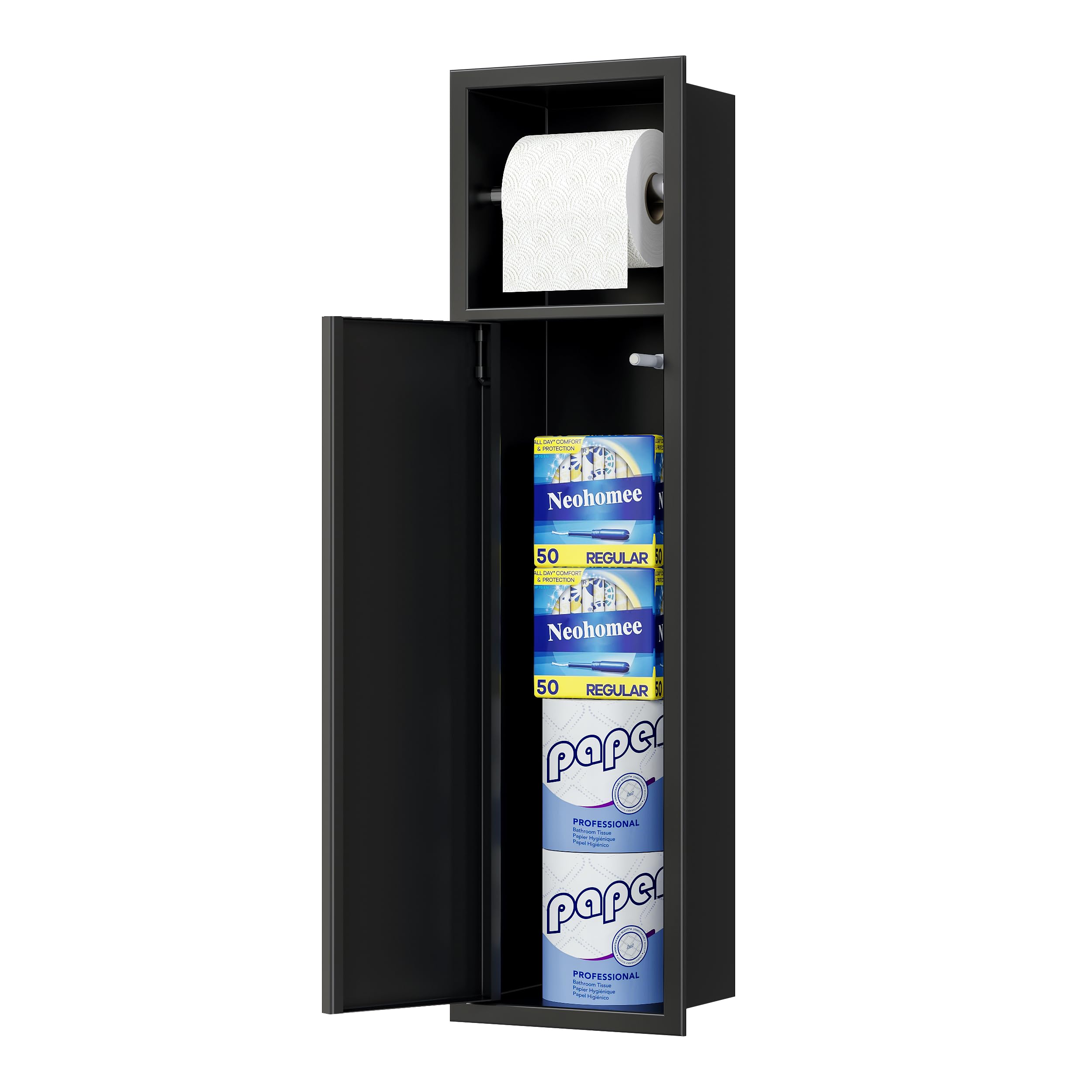 Amazon.com: Neodrain Black Recessed Toilet Paper Holder in Wall