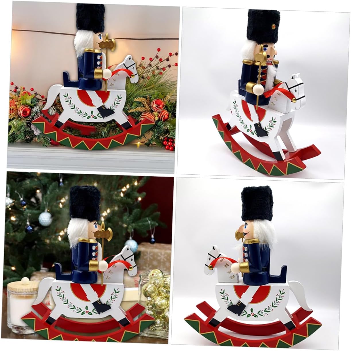 Luxshiny Hand-Painted Tall Wooden Nutcracker Figure Christmas Nutcracker Table Centerpiece Traditional Soldier Decoration for Home Shelves and Holiday Display