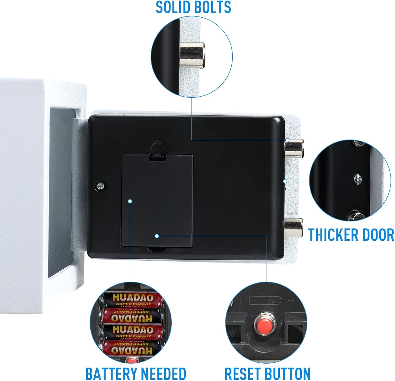 TENAMIC Electronic Digital Security Keypad Lock Box - 0.23 Cubic Feet Mini Safe for Office, Hotel, Home - White thumbnail