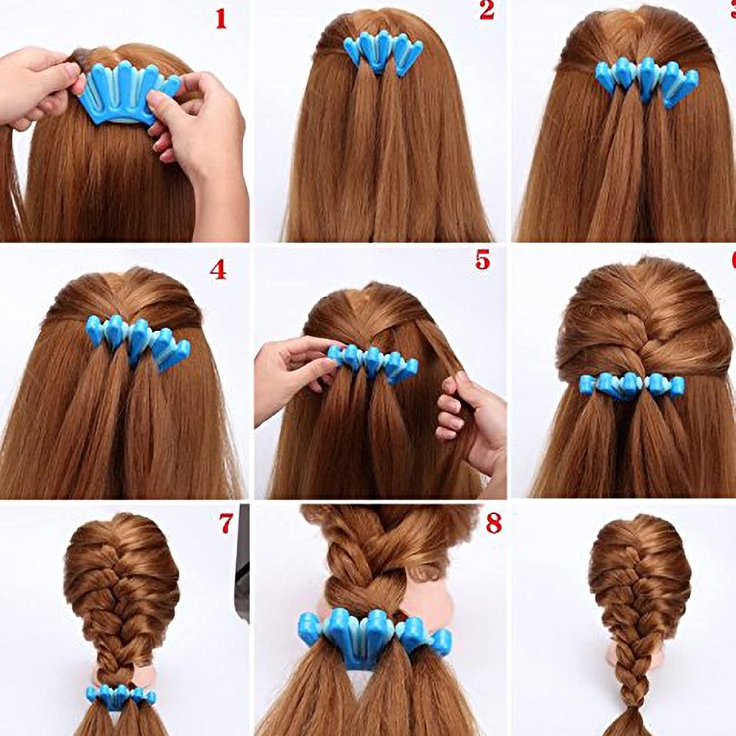 2 Colors Portable Roller Hair Styling Tool DIY Bride Hair Braider Twist Braid Maker French Twist Braids Handmade Hair Braiding Tools(blue)
