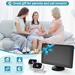 Pemacom Caméra de voiture pour bébé 2-Kids: 7 1 cm IPS Affichage avec caméra double siège auto, écran Split, vision nocturne, HD 1080P - Caméra de siège arrière facile d'installation pour jumelles