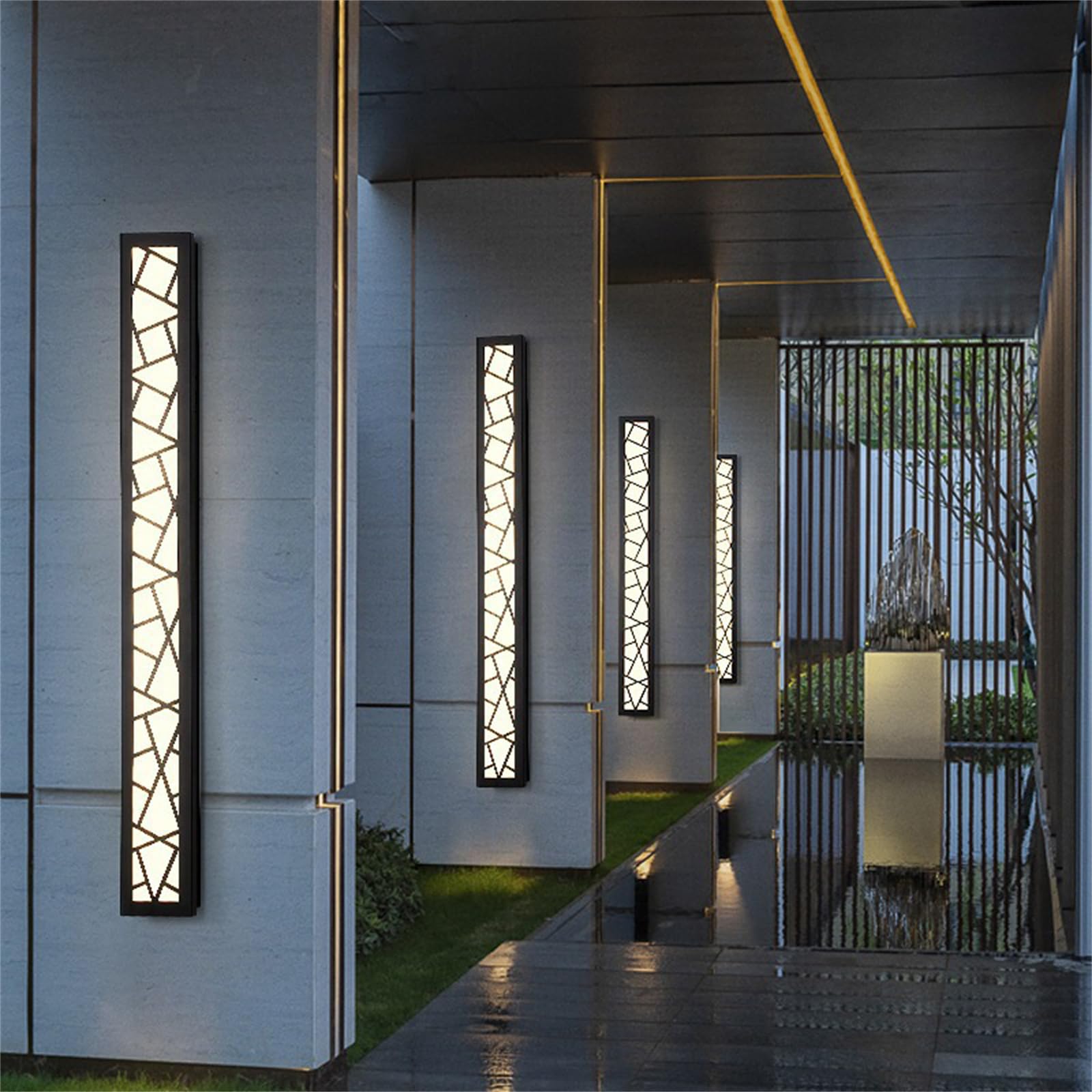 Wandleuchte für den Außenbereich mit intensité Variable Avec Telécommande, Longue Lampe d'intérieur Étanche IP65, moderne LED aus Acryl, Schwarz, für Garten, Garage, Terrasse (60 cm)