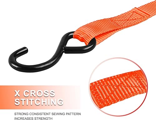 Miniatura 5 de Correas de trinquete, resistencia a la rotura de 1500 libras, juego de correas de amarre premium de 4 x 15 pies, 4 bucles suaves para dispositivos