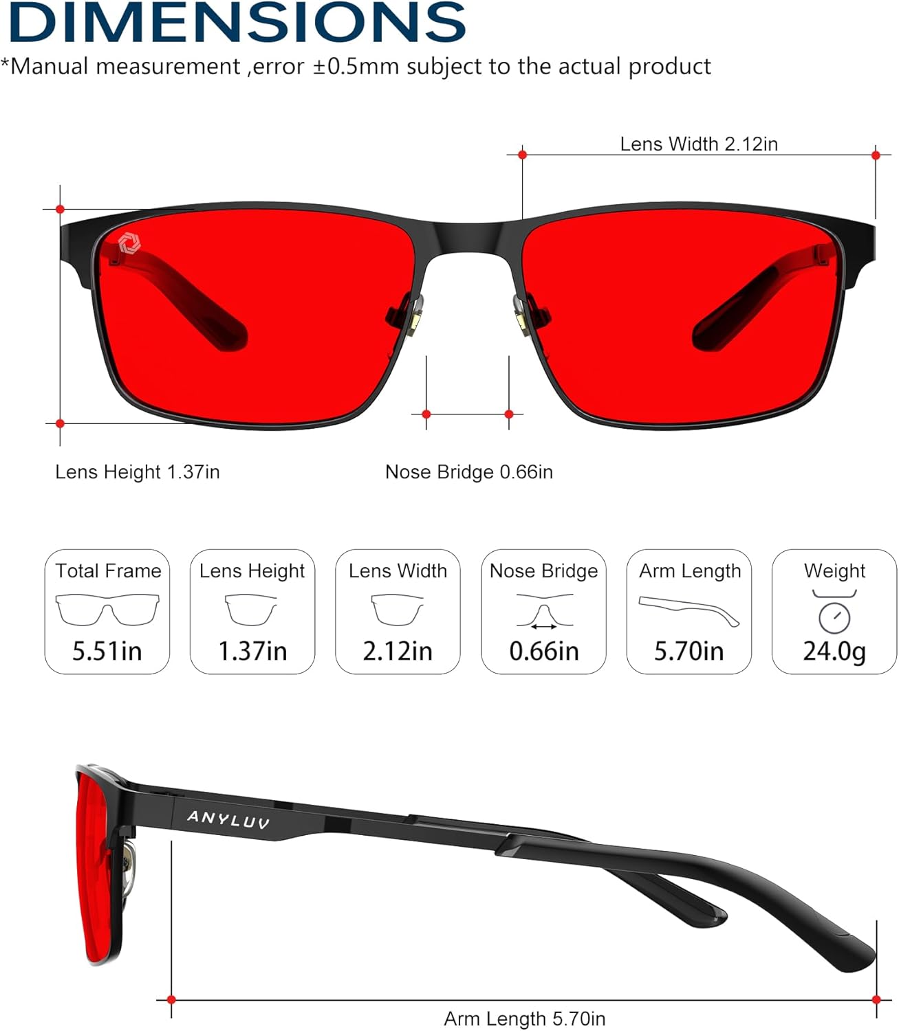ANYLUV Blue Light Glasses for Men/Women, Lightweight Blue Light Blocking Glasses, Anti-Eye Strain Computer Glasses for Gaming
