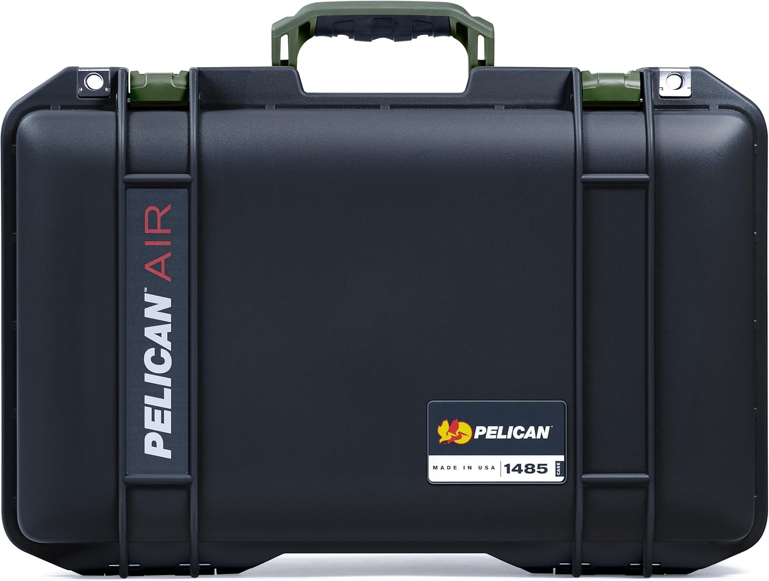 Pelican Black and OD Green 1485 Air case. Comes with Grey Padded Dividers & Mesh Lid Organizer.
