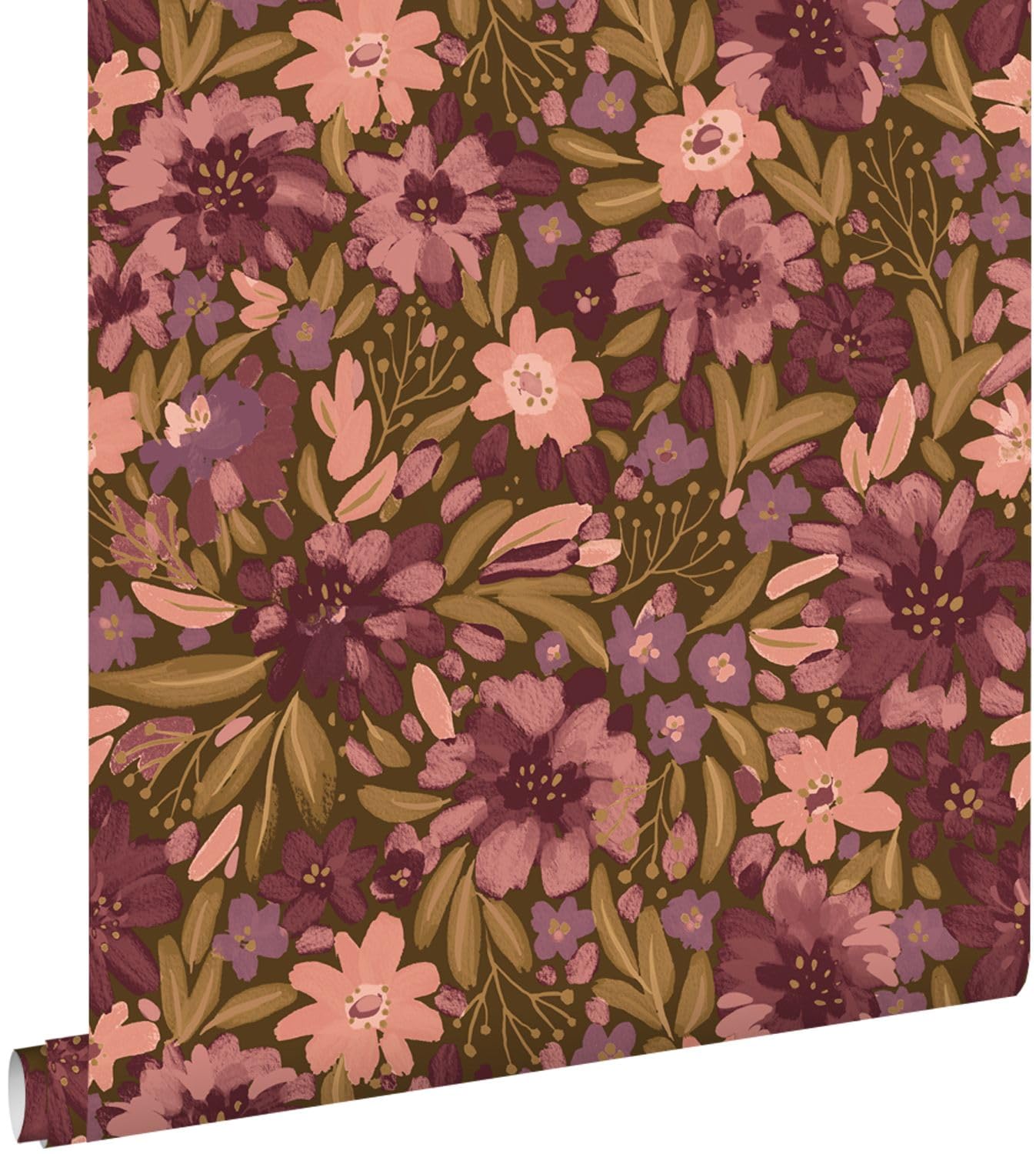 ESTAhome Tapeta kwiaty szaro zielonymIfioletowym 50 x 900 cm