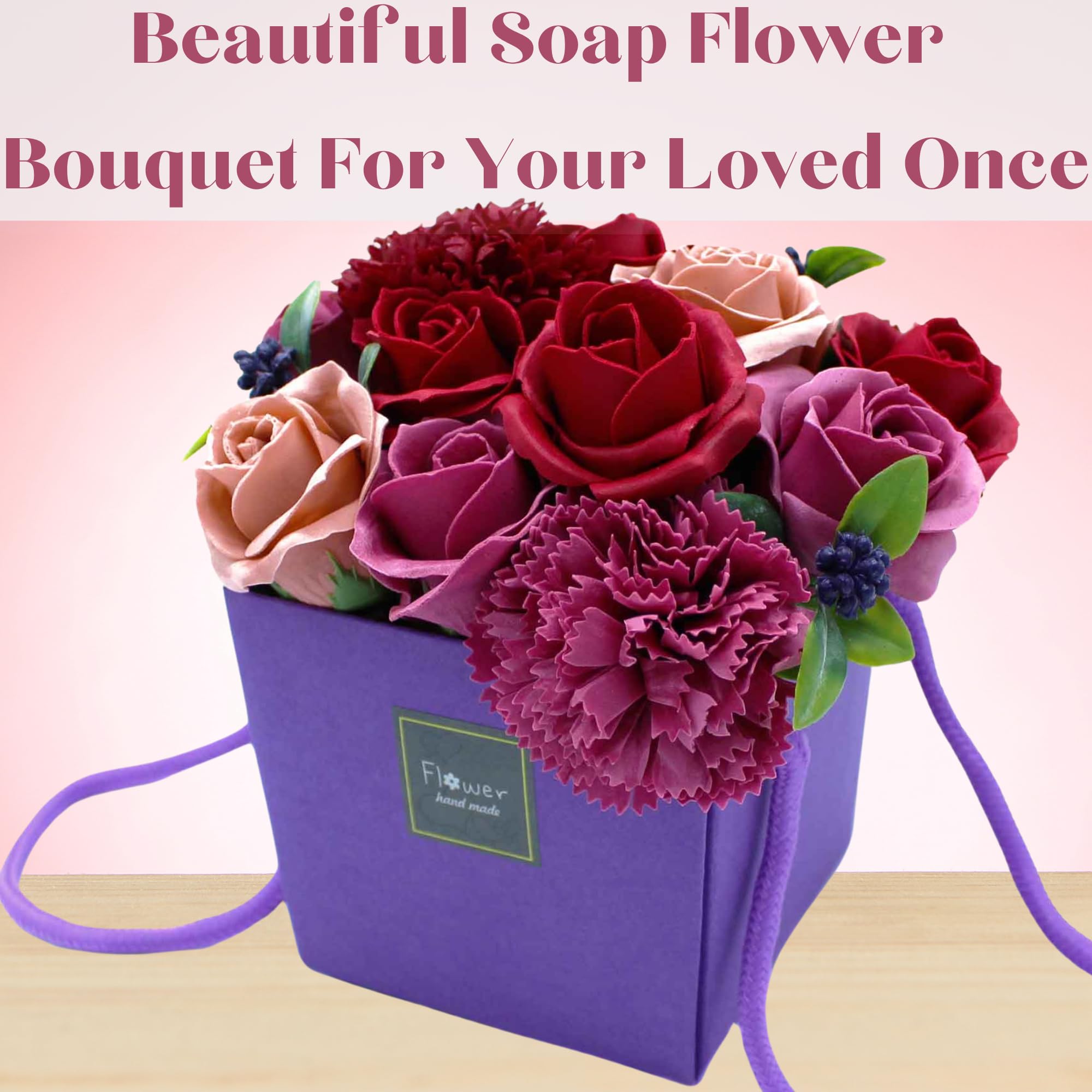 Soap Flower Bouquet Purple Flower Garden Mothers Day Flowers Valentine Flowers For Her and Flower Bouquet For Your Loved Ones - Image 4