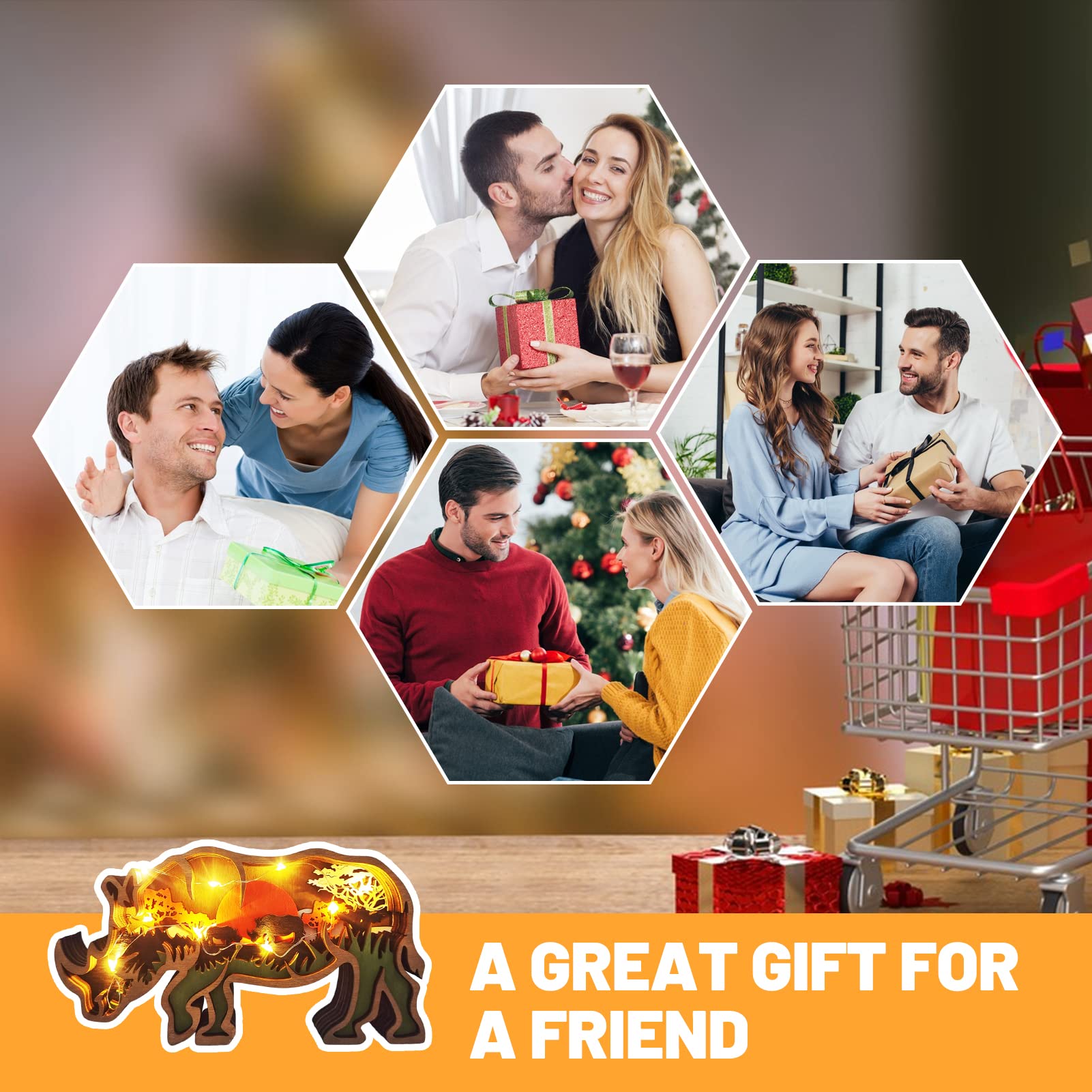 Amazon.co.jp: サイ 置物 木制 動物 可愛い 卓上置物 動物像 彫刻装飾