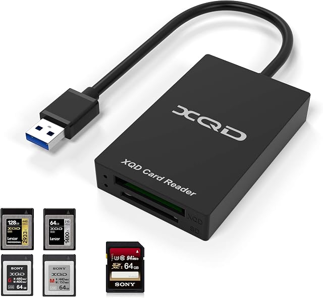 Upgraded Version Cateck USB 3.0 XQD Card Reader, support Sony G/M Series USB Mark XQD Card, Lexar 2933x/1400x USB Mark XQD Card,SD Card.Compatible with Windows/Mac OS System