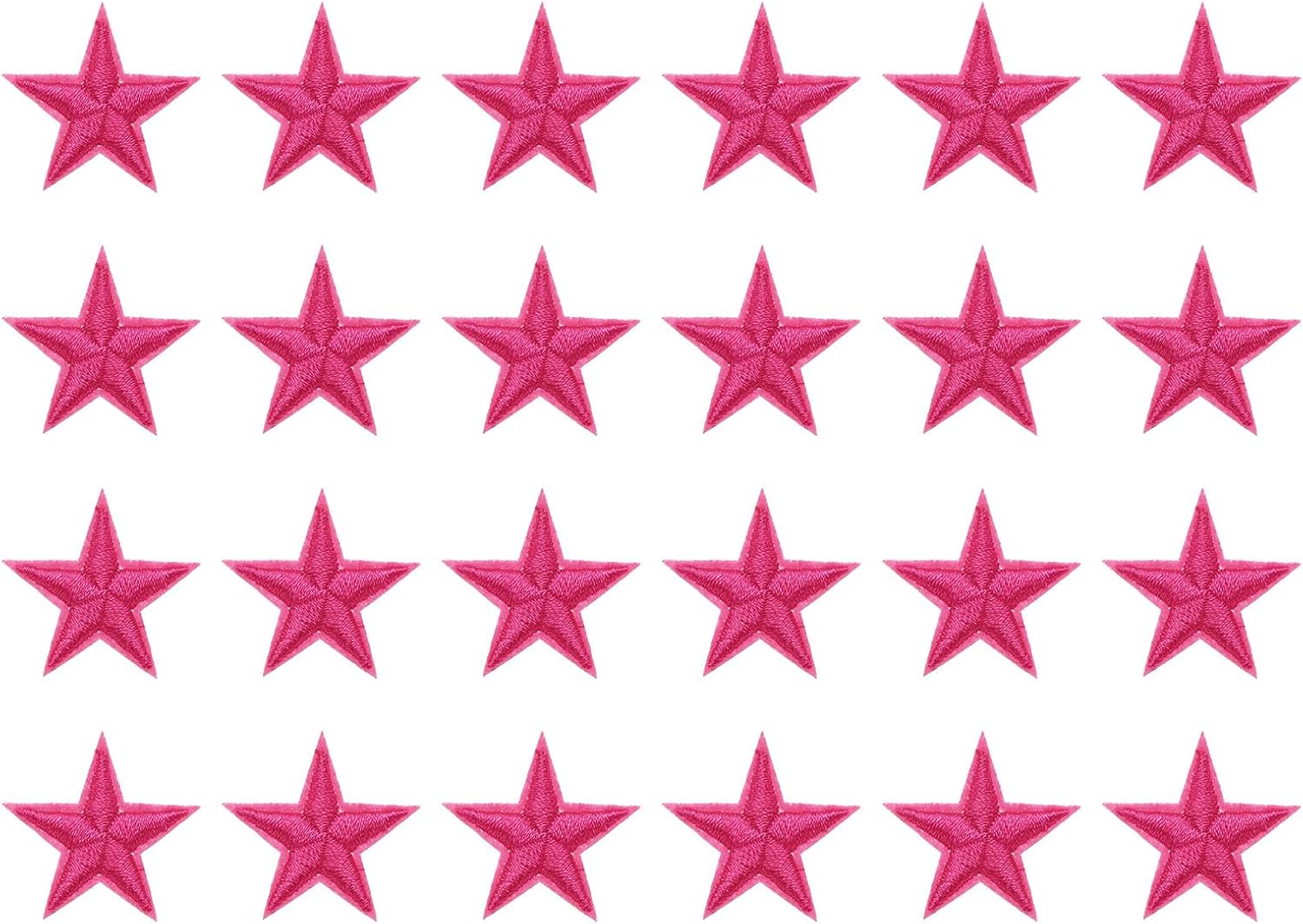 MECCANIXITY 24 Pcs 5Star Patches Iron on Patches, Rose Pink Sew Embroidered Patches Appliques Embellishments 1.5IN Repair Patch for DIY Garment Craft Backpack Clothes Gift Decorations