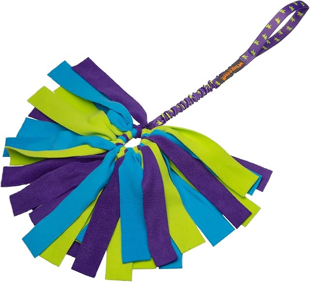 Tug-E-Nuff Crazy Thing Bungee Tug Toy for Dogs for Interactive Training & Play | Soft Fleece Bite Area | Ideal for Dogs of All Ages | Strong Foam Padded Handle | Purple