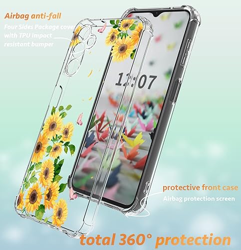 Miniatura 2 de Funda para Samsung Galaxy S23 FE con protector de pantalla, suave, a prueba de golpes, transparente, floral, funda protectora para mujer, diseño de