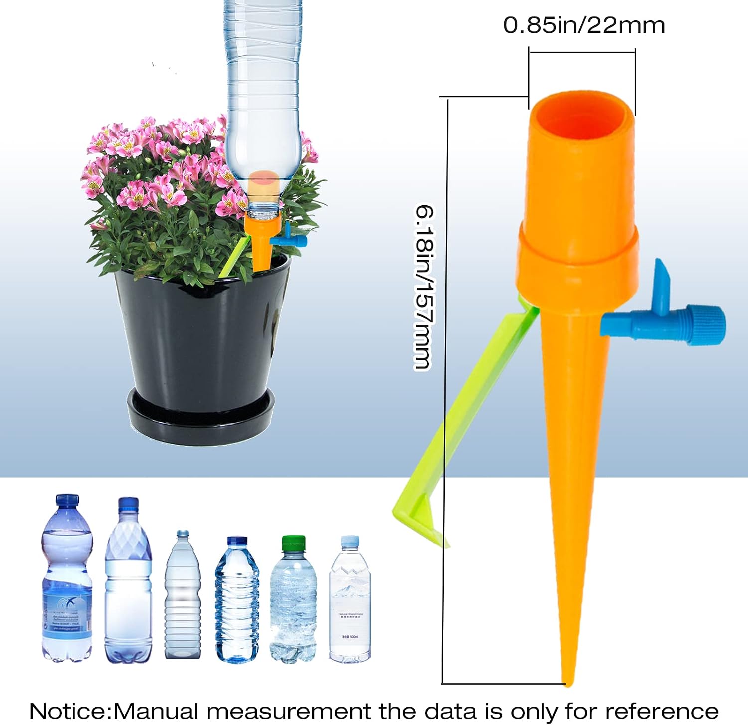 12pcs Plant Self Watering Spikes Vacation Automatic Drip Irrigation Watering Devices with Control Valve Switch for Garden Home Flower Drip Waterer Tool (6 in Green and 6 in Orange) image 4