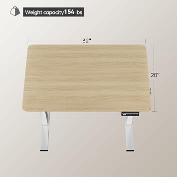LongKe Electric Standing Desk Adjustable Height, 32x20 Inches Sit Stand up Desktop for Home Office, Ergonomic Rising Computer Table with Memory Preset, Yellow Beams