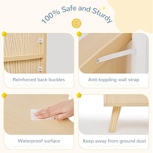 Miniatura 14 de Curipeer Estantería para niños y almacenamiento de juguetes, estantería abierta de madera de 3 niveles, organizador de almacenamiento de libros para