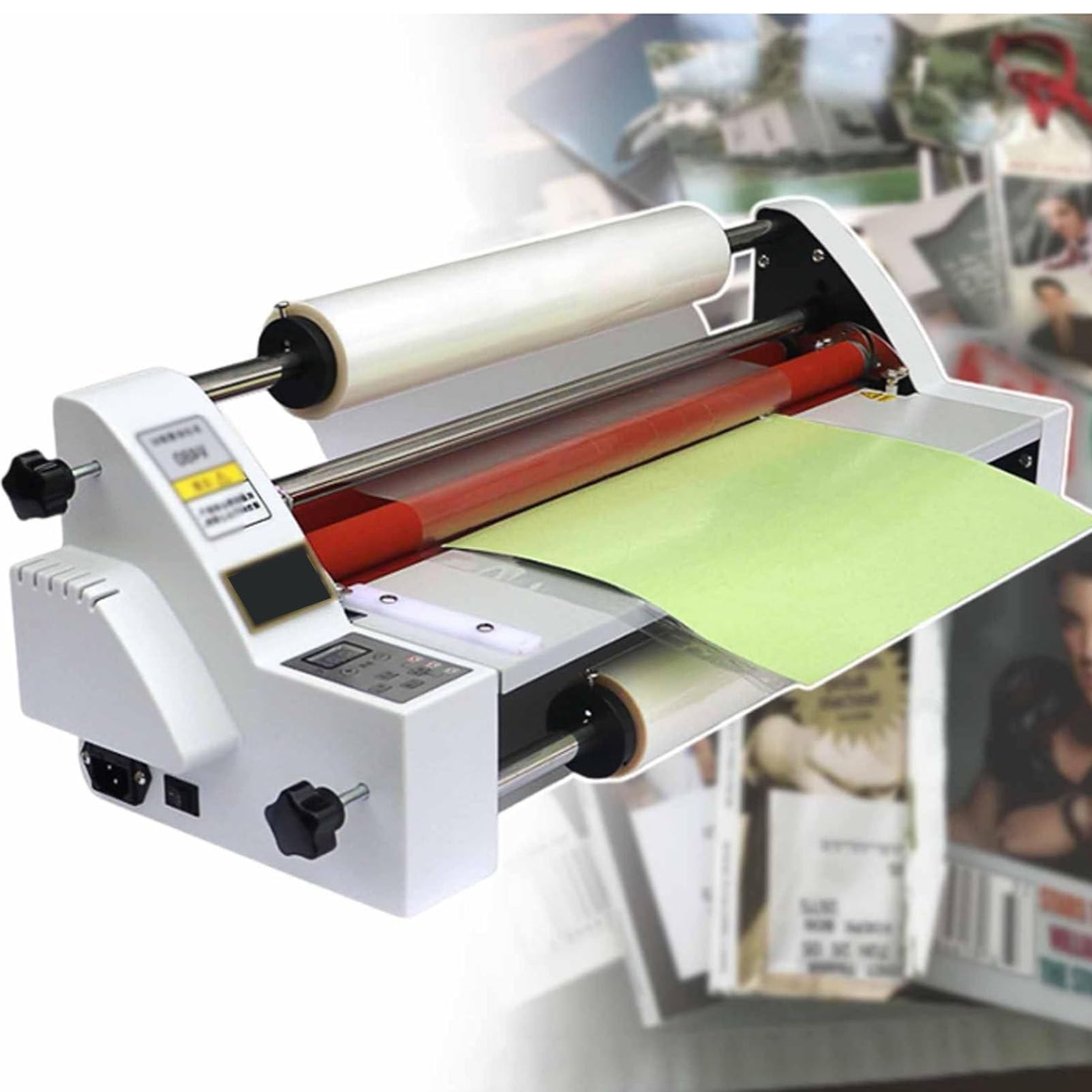 SENJINGHUA Hot Cold Roll Laminator, Commercial Office Presentation Laminator Digital Display Single&Dual Sided Laminating Machine for Film Paper Card Wood Veneer PVC Foil 335mm