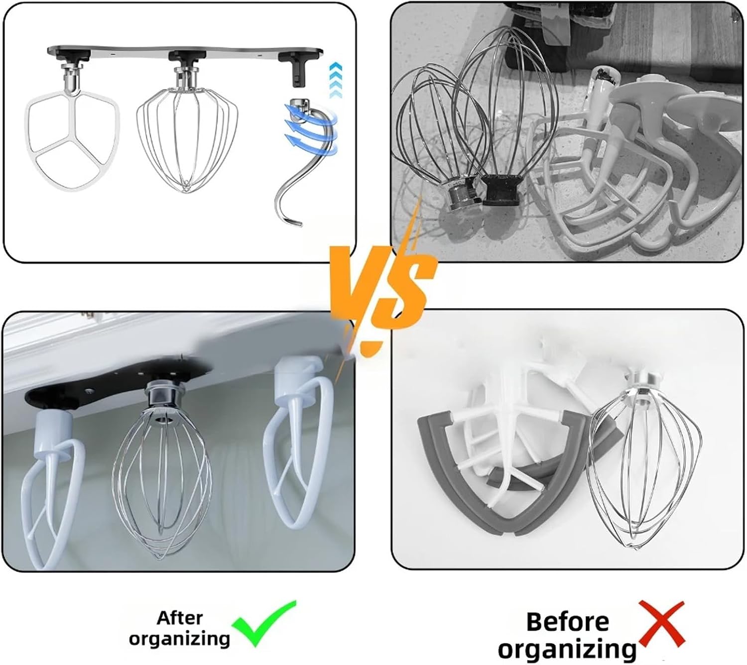 Beater Whisk Dough Hook Holder, 2-Piece Mixer Rack