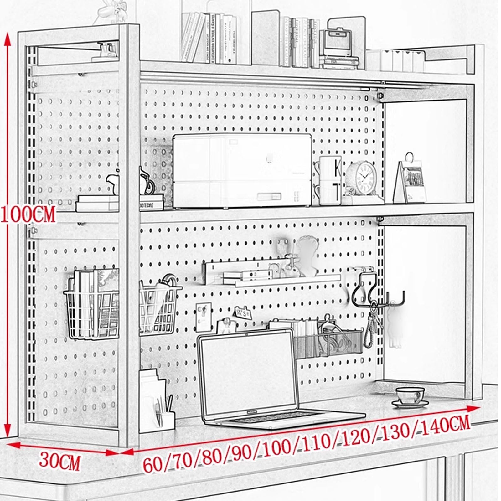 Mensola Scrivania Appoggio Ufficio Telaio in Acciaio più Spesso Adatto per Tavolo da Lavoro, Tavolo da Ufficio, Cucina, Dormitorio(Black,100 * 140cm)