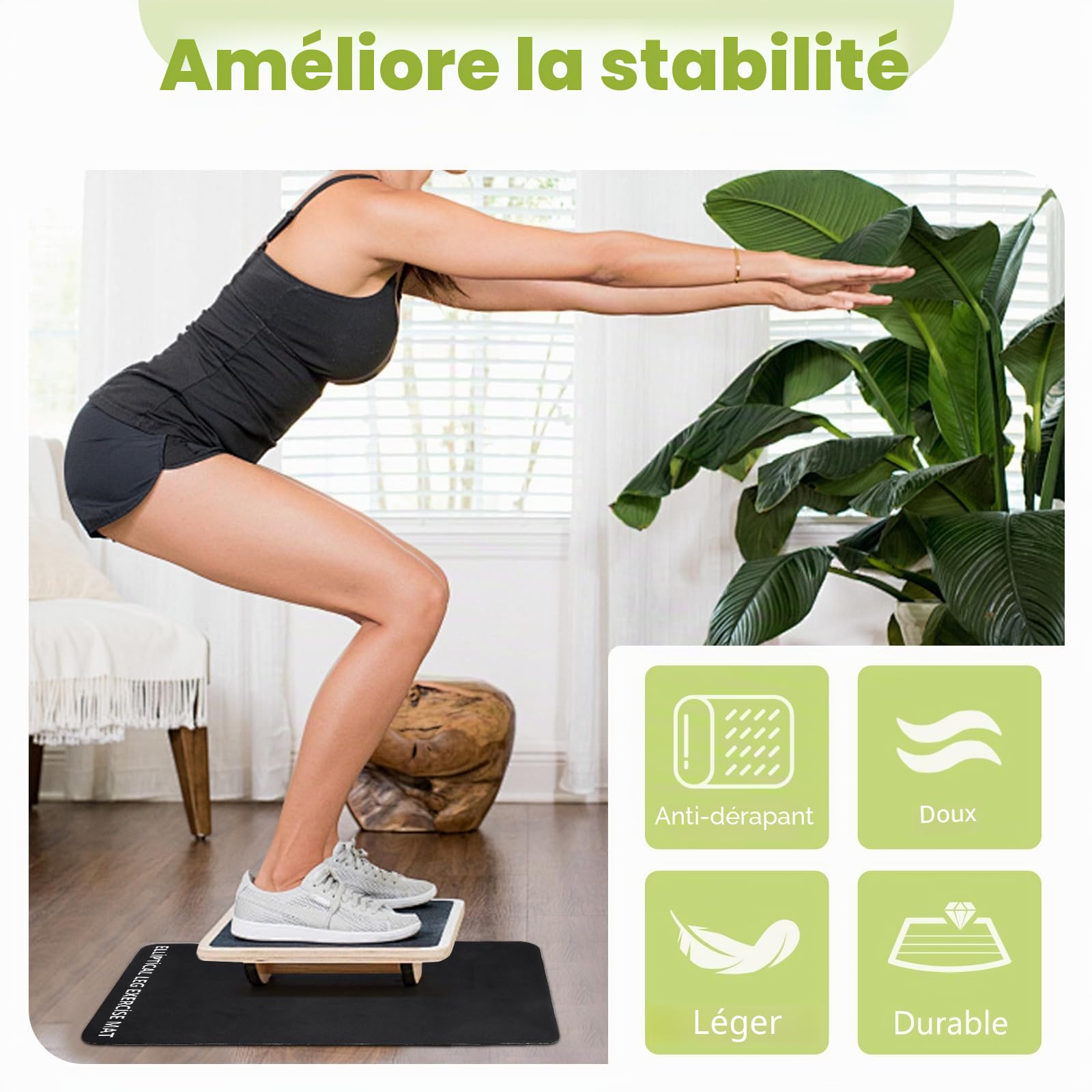 Lot de 2 tapis elliptiques sous le bureau, mini tapis de yoga pratique, tapis d'exercice de bureau, convient pour les exercices de pédale assis, stabilité et protection du sol