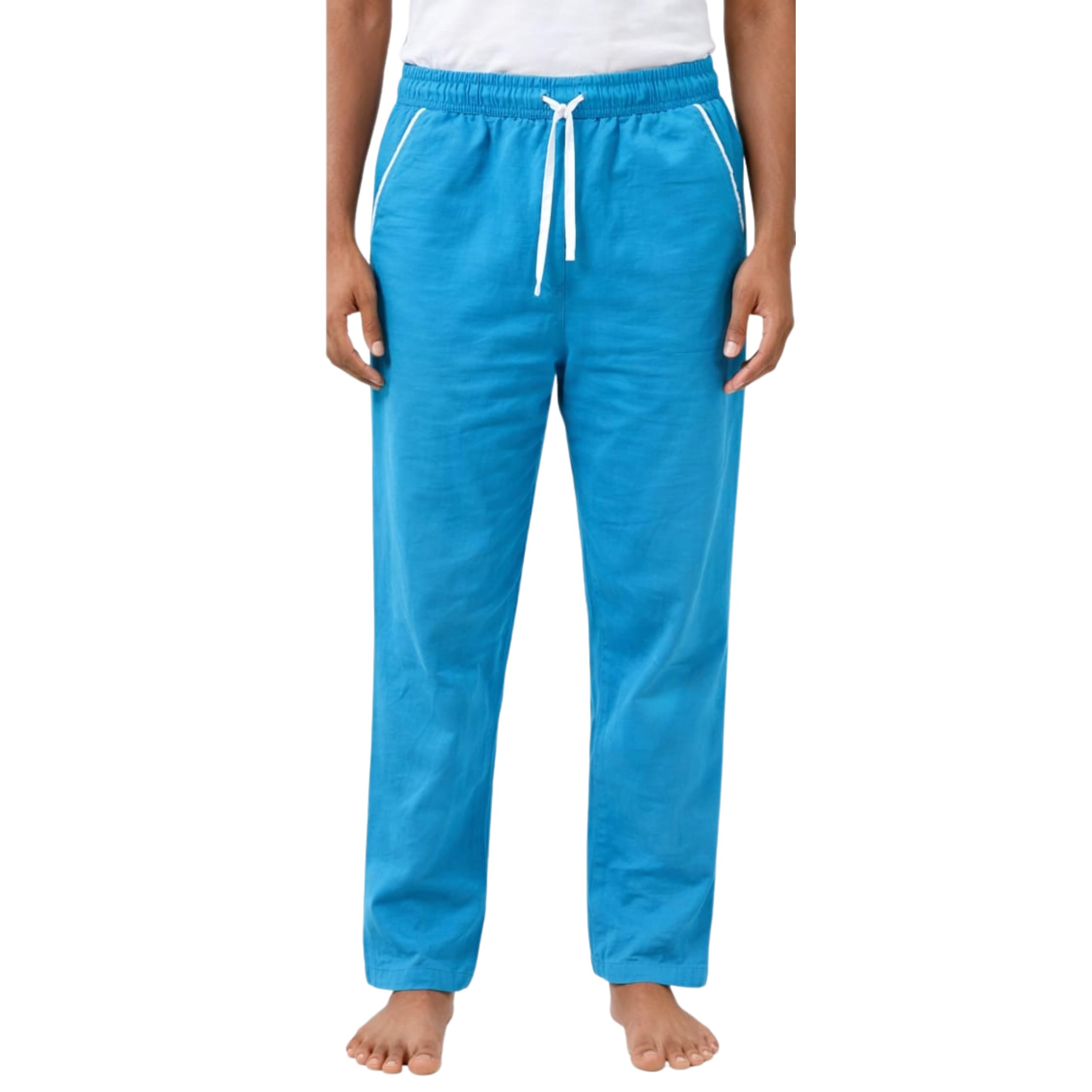 hiluba electric Men Casual Lounge Pants with Elastic Waist and Drawstring Comfortable Relaxed Fit Trousers for Everyday Wear Home Office Travel and Outdoor Use (Blue, M)-picture-33