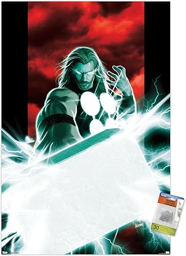 Trends International Marvel Thor - Póster de pared de Mjolnir, 22.37 x 34.00 pulgadas, paquete de póster premium y alfiler
