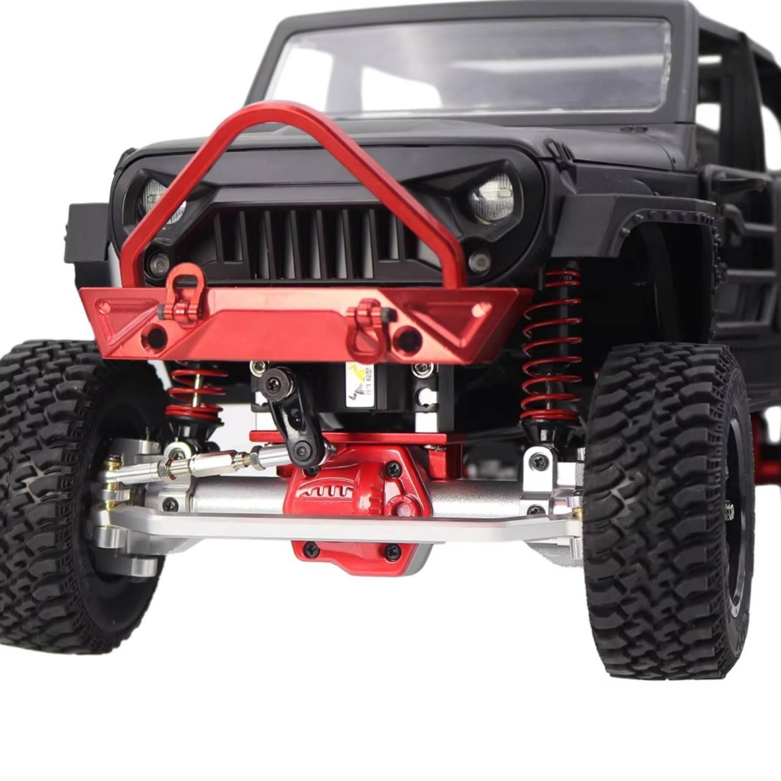Assale Veicolo Assemblato Set Assale Motore Ruota Trasmissione Struttura Solidale Componenti Ingranaggio Precisione Adatto per Appassionati SUV Giochi su Terreni Impegnativi, Red-black