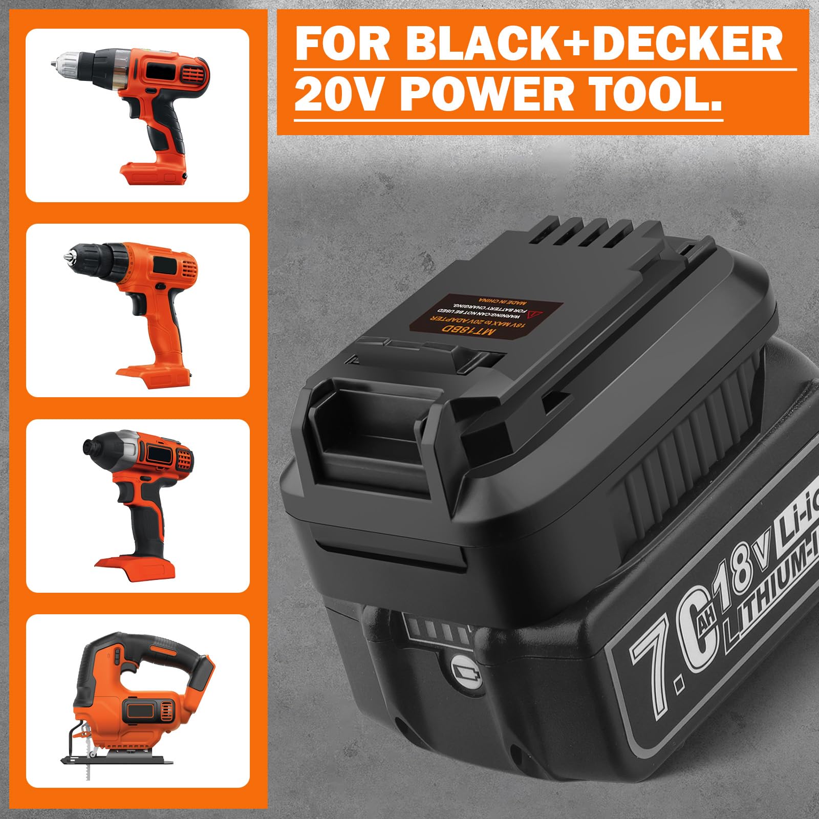 20V Battery Adapter To 18V NiCad Tools For Black Decker FS1800CS