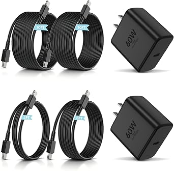 60W USB C Fast Charger Block,Wall Charging Plug & Long Type C Cable Cord 3ft/6ft/10ft,USB-C Charge Adapter Brick Cube Box for Samsung Galaxy S26 Ultra/S25+/S24/S23/S22/Note/Z Fold,iPhone 17 16 15,iPad