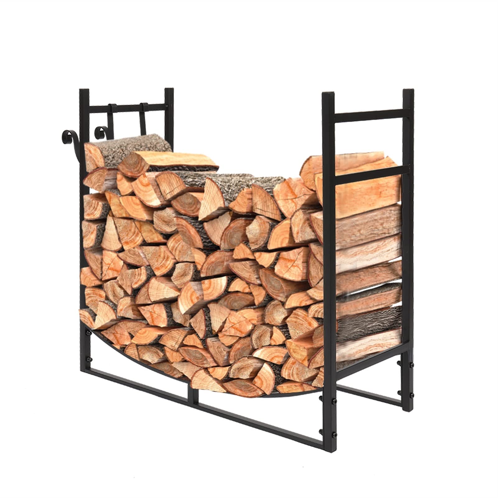 Estante de Registro de Chimenea Soporte de leña con chimenea de hierro Soporte de almacenamiento de bastidor de bastidor 33 pulgadas Negro Tubo de acero pesado Almacenamiento Madera para