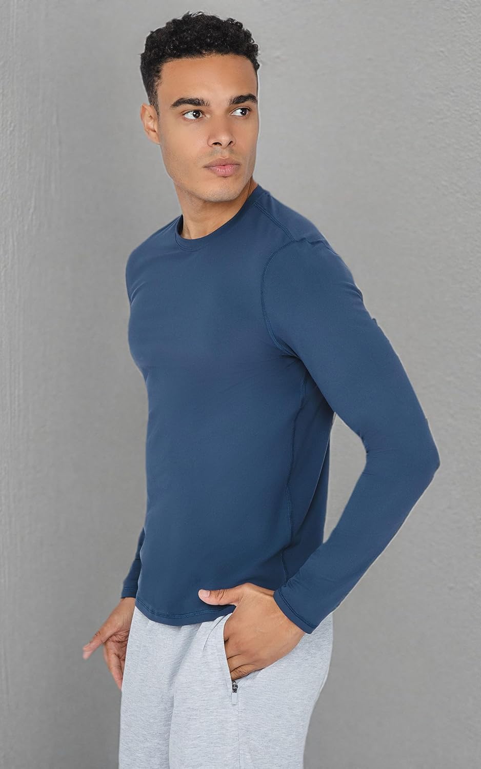 90 Degree By Reflex Men’s Dry Fit Soft Crew Neck Long Sleeve Shirt Fitted Top