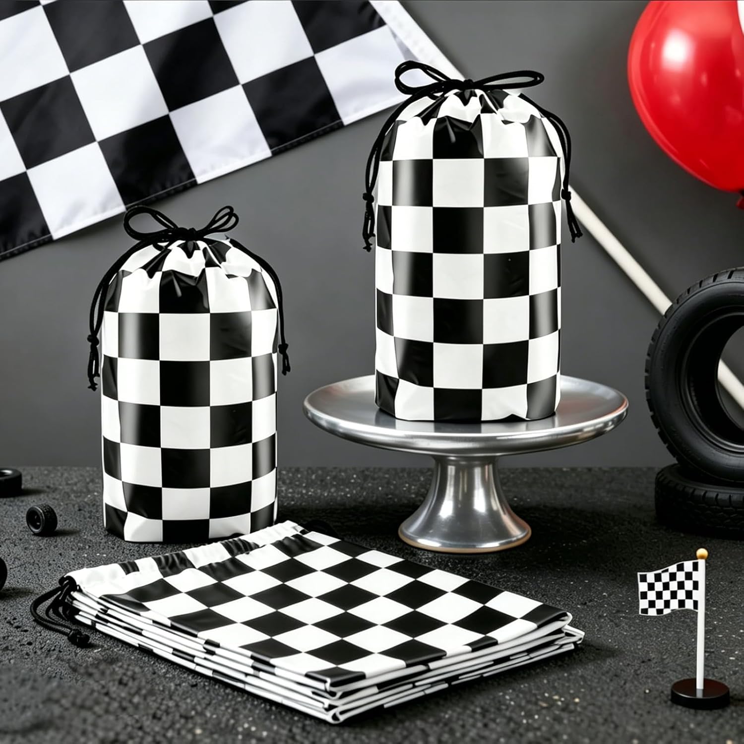 HLHLLSW 50Pcs Race Car Theme Drawstring Party Bags image 4