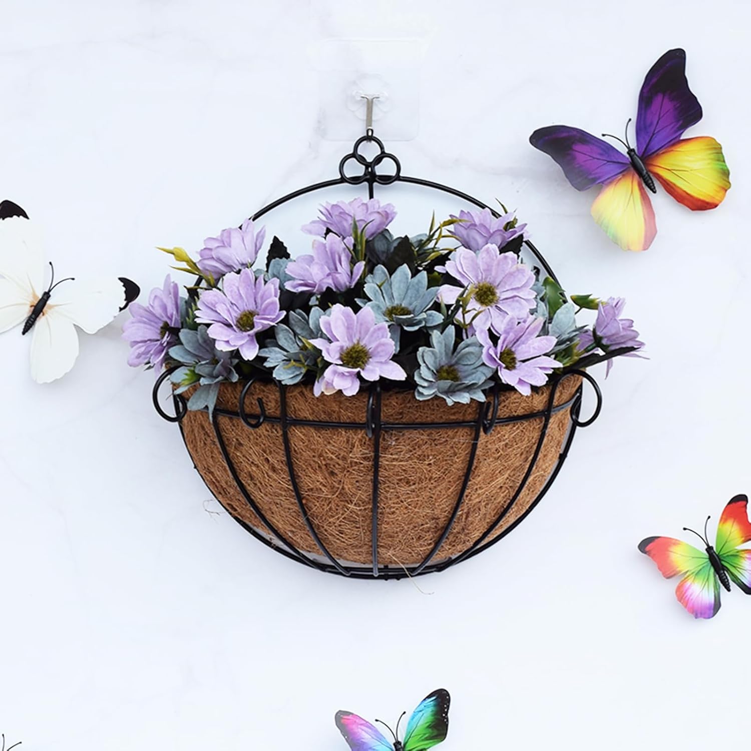 Tosnail 2 Pack Metal Wall Hanging Planter Basket with Coco Liner - Great for Indoor or Outdoor Plants