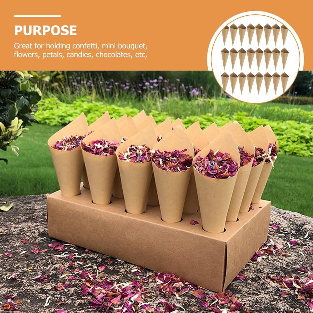 Gadpiparty 120pcs Paper Conesfor Flower Petals, for Wedding Confetti Flower Paper Cones Party Favor Holders, Small Bouquets Candy and Petal