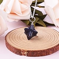 Vista 3 de 10pcs Merkaba Star Stone Pendants Healing Chakra Charms with 201 Stainless Steel Split Rings for Women Men Jewelry Energy Healing Gemstone