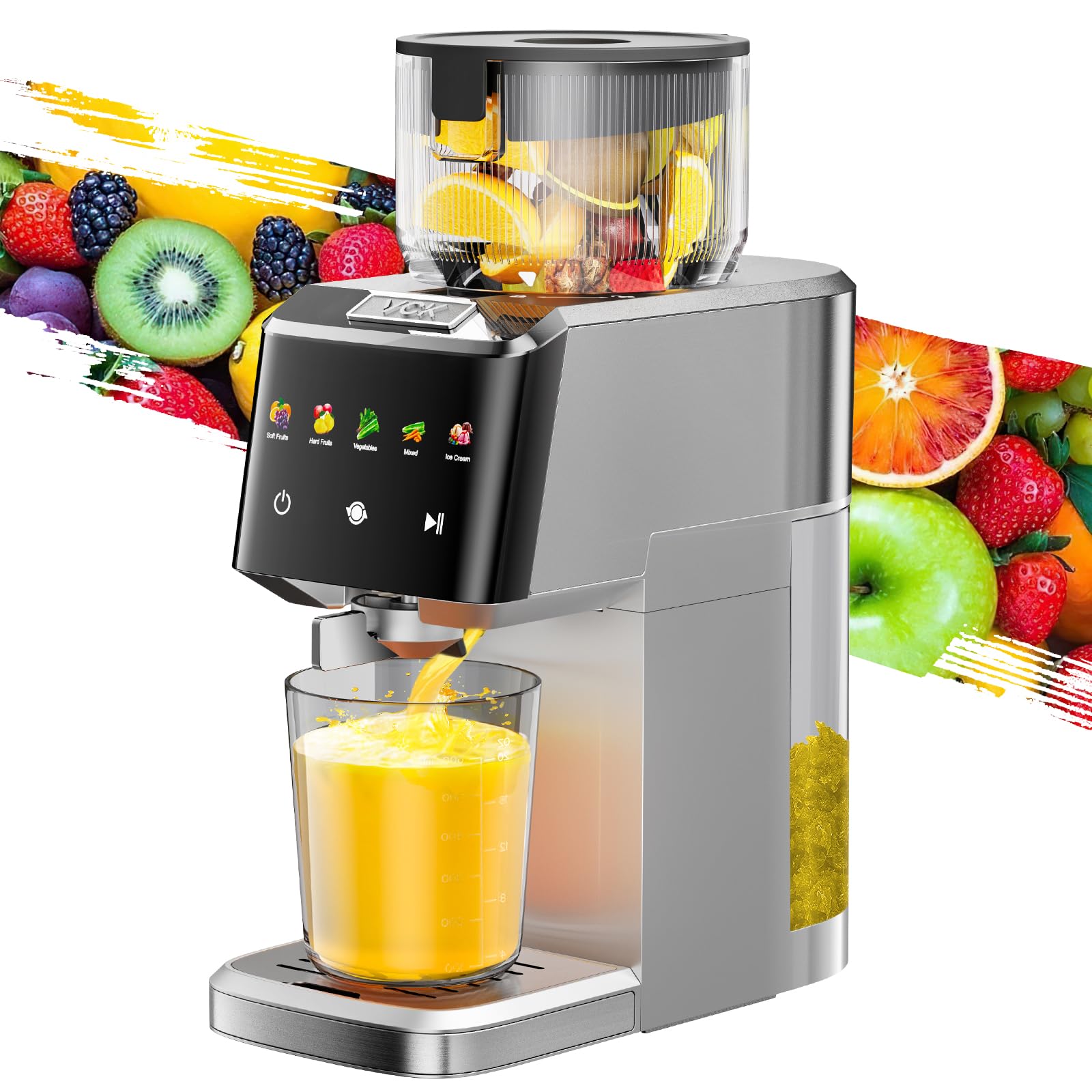 VCK Cold Press Juicer - Large 5 12 Feed Chute Easy to Clean Slow Masticating for Nutrient Retention
