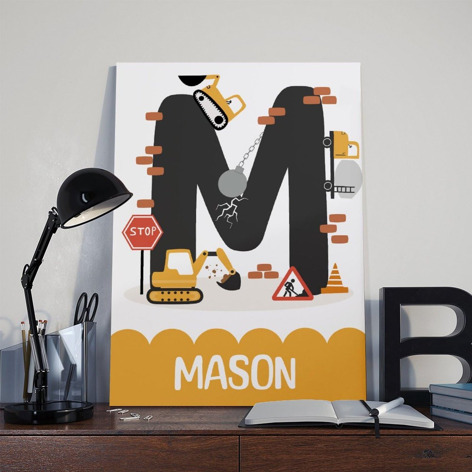 Poster sur toile avec thèmes éducatifs de l'alphabet de A à Z (15) - Décoration murale pour salon, chambre à coucher - 60 x 90 cm