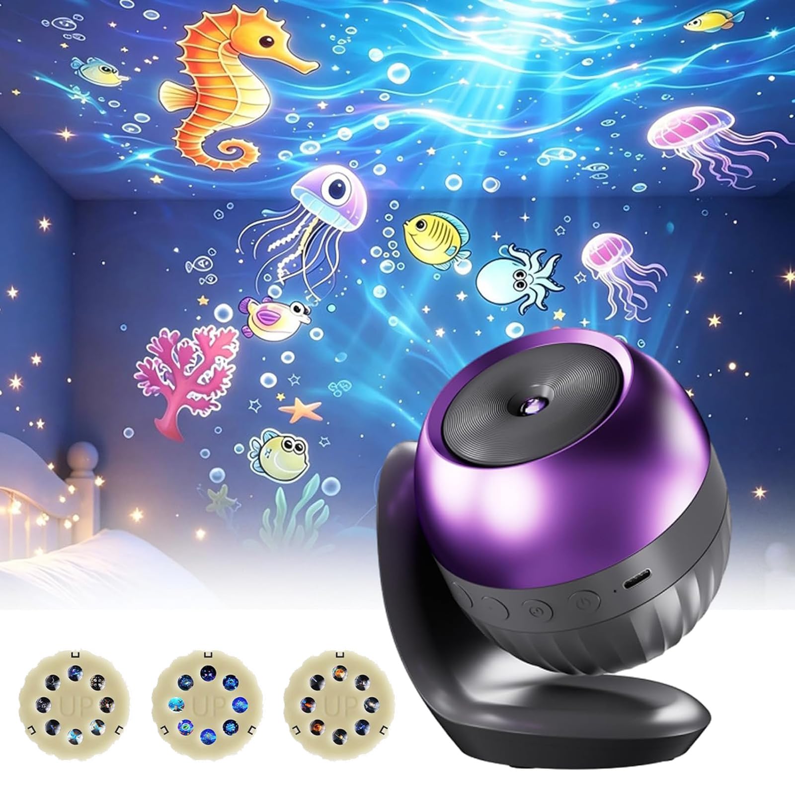 YipuVR 4K Ocean Projector Iight,180° Starry Dynamic Rotating LED Projector
